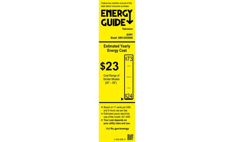 Sony XBR-55X900B EnergyGuide label