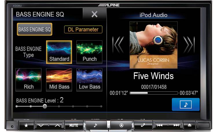 Alpine X008U Tweak your sound settings and change tracks on the same screen