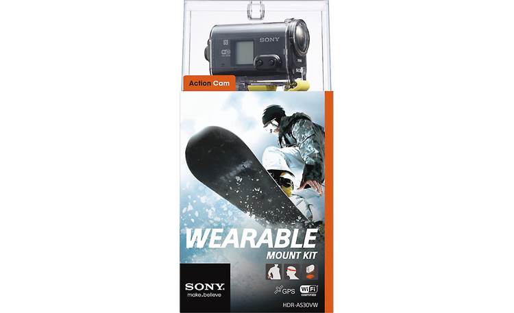 Sony HDR-AS30VW Action Camera Wearable Kit Shown with packaging