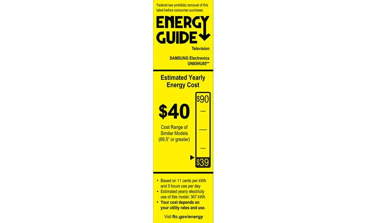 Samsung UN85HU8550 Energy Guide