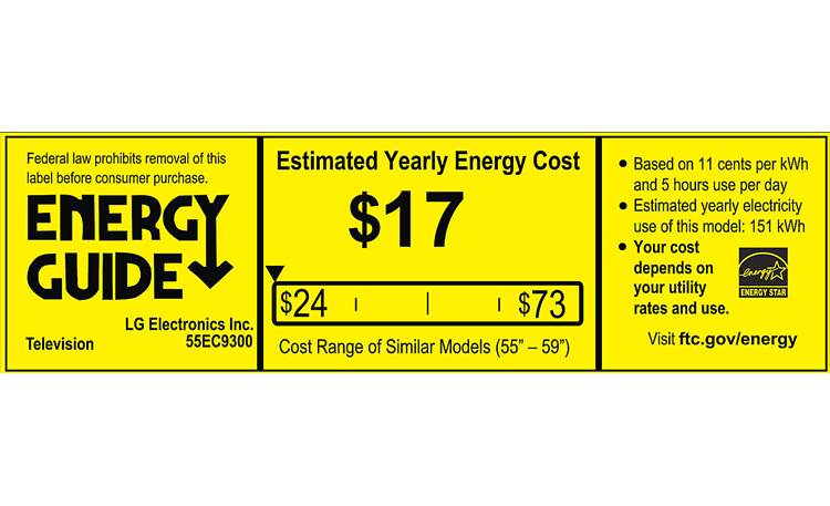 LG 55EC9300 EnergyGuide label
