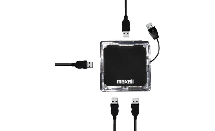 Maxell QubeHub Accepts up to 4 USB connections (separate cables not included)