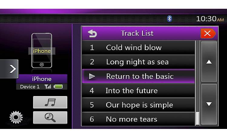 Clarion NX404 Pull up tunes from your iPhone.