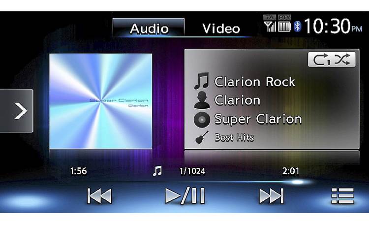 Clarion NX604 Check out tunes on CD with album artwork.