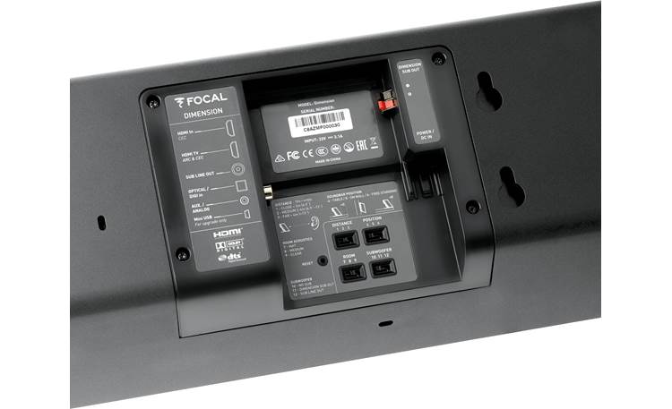 Focal Dimension System Sound bar's rear-panel connections