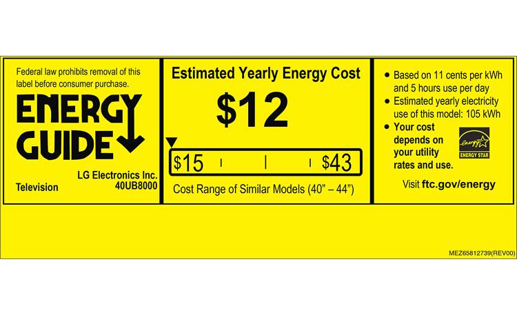 LG 40UB8000 EnergyGuide label