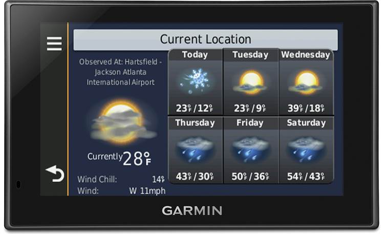 Garmin nüvi® 2589LMT Local weather via Garmin Live Services