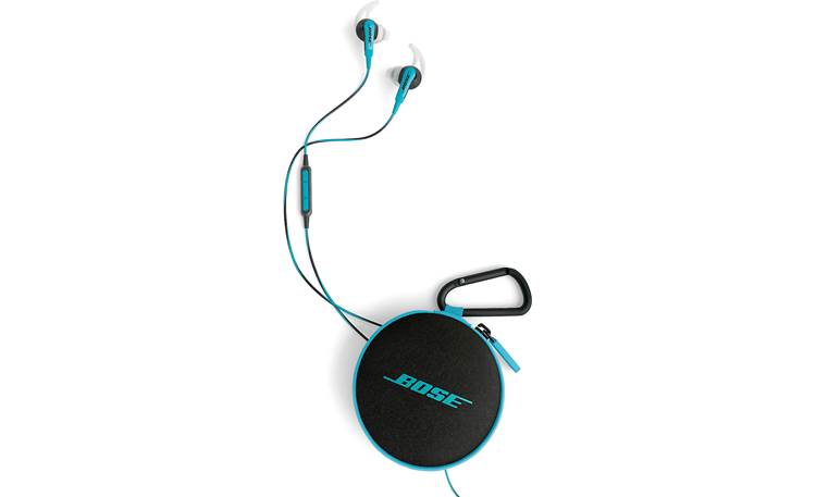 Bose® SoundSport™ in-ear headphones Shown with Apple remote and carrying case