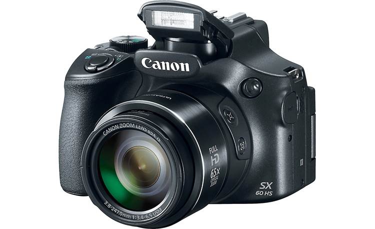 Canon PowerShot SX60 HS Shown with built-in flash deployed