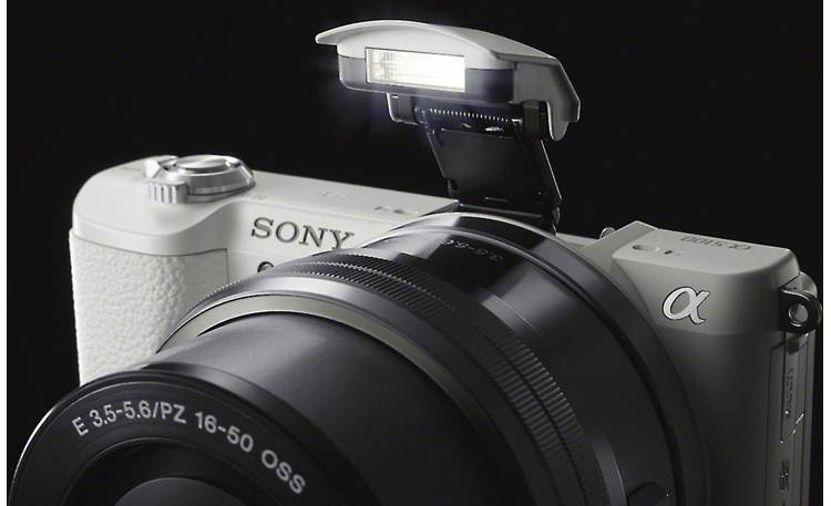 Sony Alpha a5100 Kit Shown with built-in flash deployed