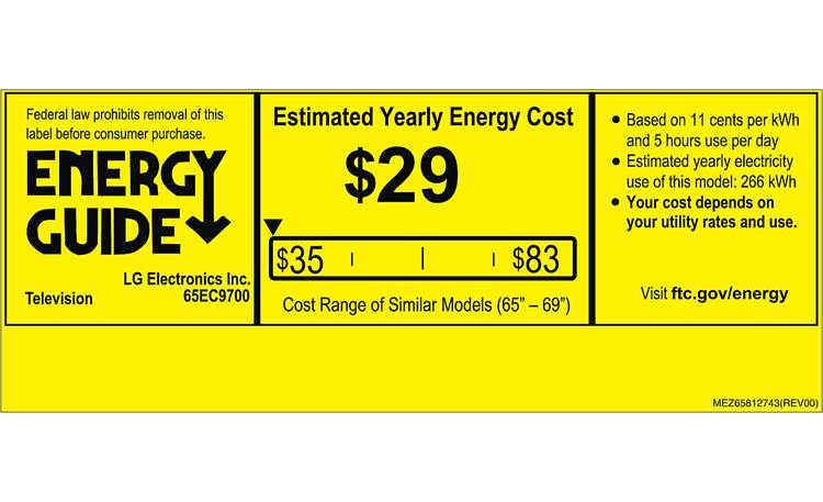 LG 65EC9700 EnergyGuide label