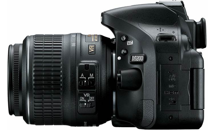 Nikon D5200 Dual-lens Kit Shown with 18-55mm lens in place (kit lenses are not VR)