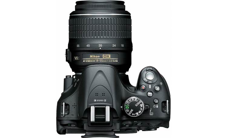 Nikon D5200 Dual-lens Kit Top, with 18-55mm lens in place (kit lenses are not VR)