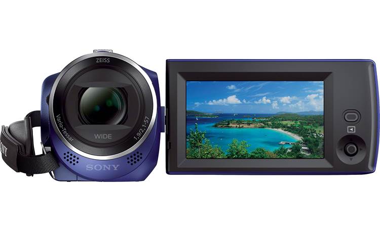 Sony Handycam® HDR-CX240 Front with viewscreen open and rotated toward user