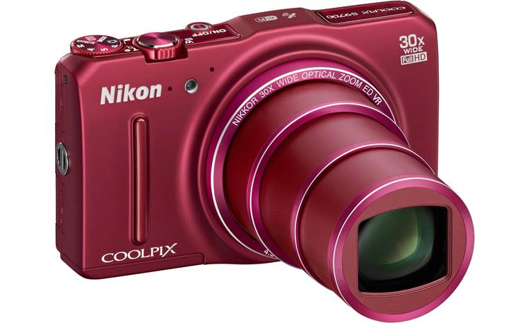 Nikon Coolpix S9700 Front 3/4 view with lens at full zoom