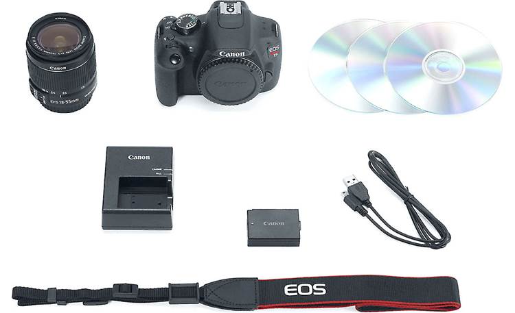 Canon EOS Rebel T5 Kit Shown with included accessories