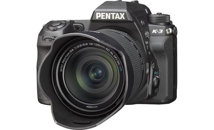 Pentax K-3 Zoom Lens Kit Shown with included lens and lens hood attached