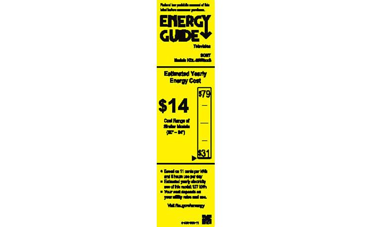 Sony KDL-60W850B EnergyGuide label