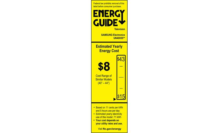 Samsung UN40H5500 EnergyGuide label
