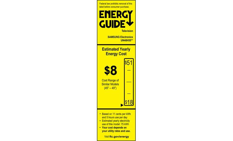 Samsung UN48H5500 EnergyGuide label