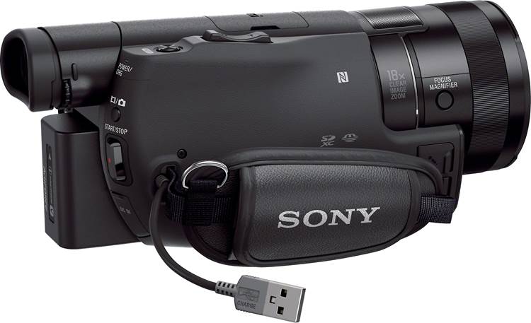 Sony Handycam® FDR-AX100 Built-in USB cable for file transfer and charging