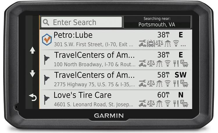 Garmin dēzl™ 770LMTHD Find points of interest for truckers.