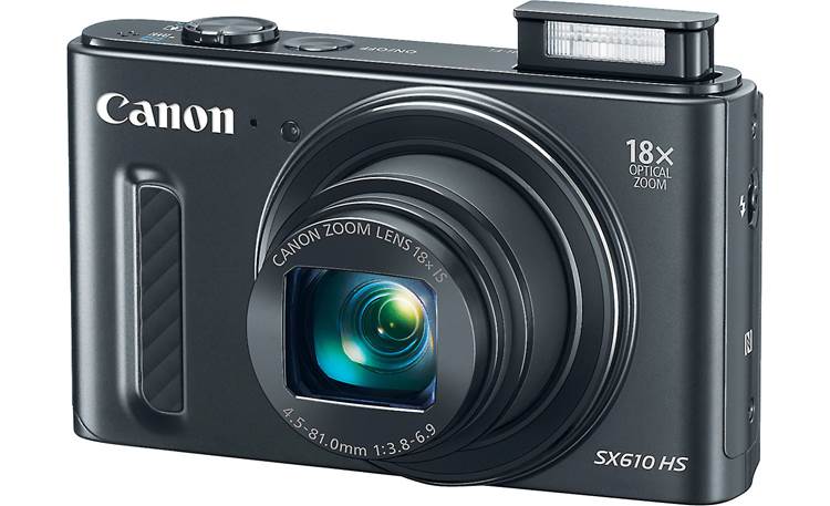 Canon PowerShot SX610 HS Shown with built-in flash deployed