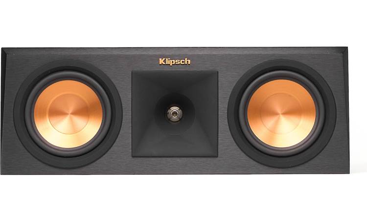 Klipsch Reference Premiere RP-250C Direct front view with grille off (Cherry)