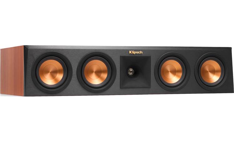 Klipsch Reference Premiere RP-440C Angled front view with grille removed (Cherry)