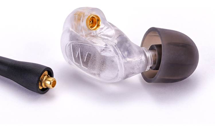 Westone UM Pro50 Signature Series Five balanced-armature drivers fit inside the tiny earpiece (shown detached from the cable)