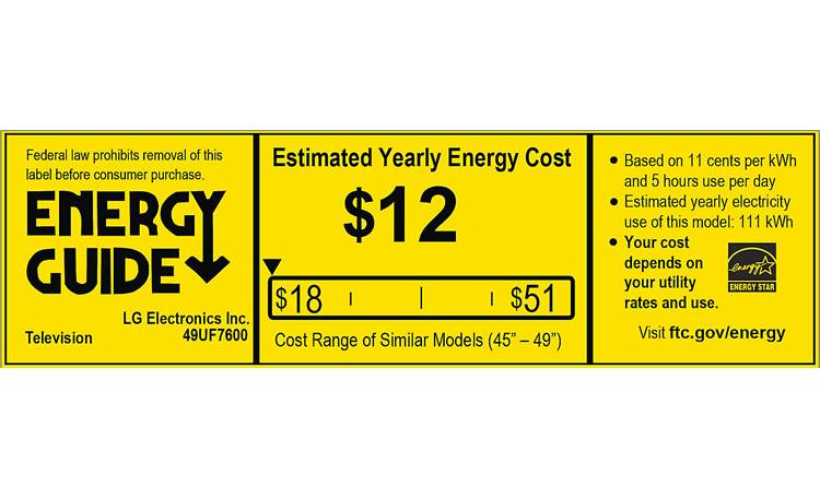 LG 49UF7600 EnergyGuide label