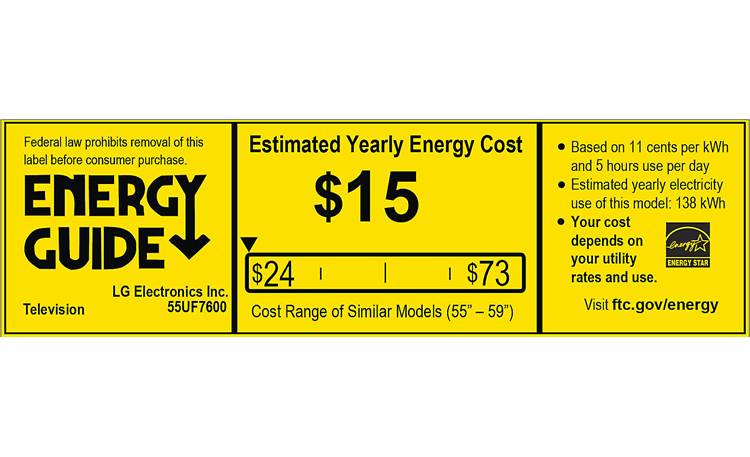 LG 55UF7600 EnergyGuide label
