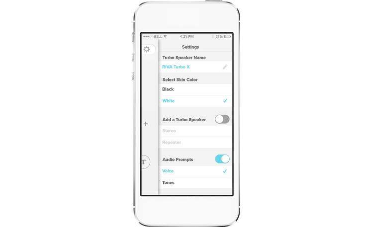 RIVA Turbo X Smartphone app setup screenshot (smartphone not included)