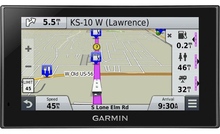 Garmin RV 660LMT Up Ahead shows services at the next exit