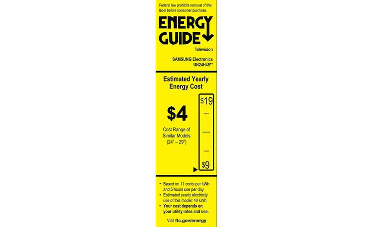 Samsung UN24H4500 EnergyGuide label
