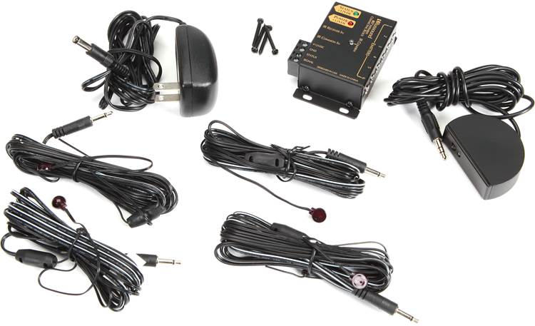 Russound IRJ-1 Extender Kit Complete infrared remote extender system includes mini tabletop IR receiver, connecting hub, 4 IR emitters, and power supply