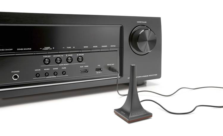 Denon AVR-S710W Front with included setup mic connected