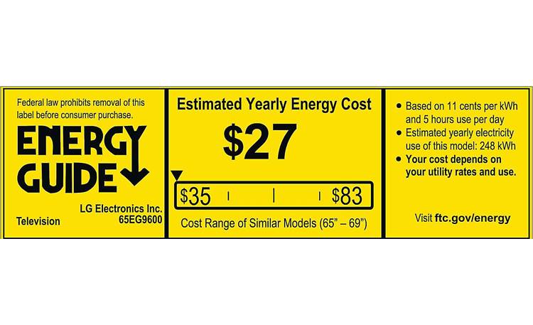 LG 65EG9600 EnergyGuide label