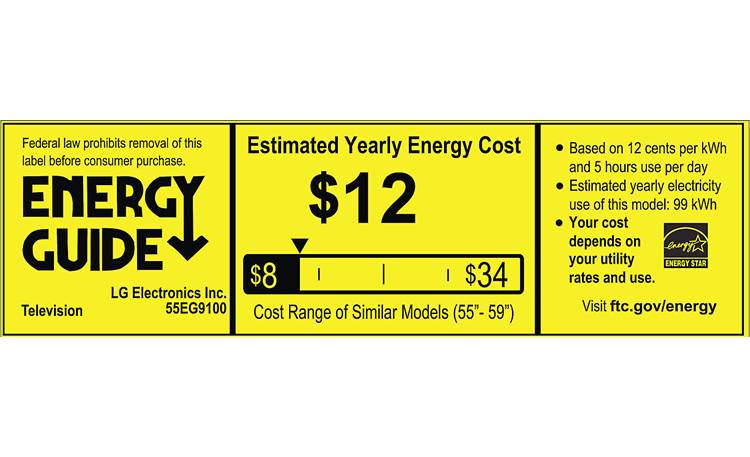 LG 55EG9100 EnergyGuide label