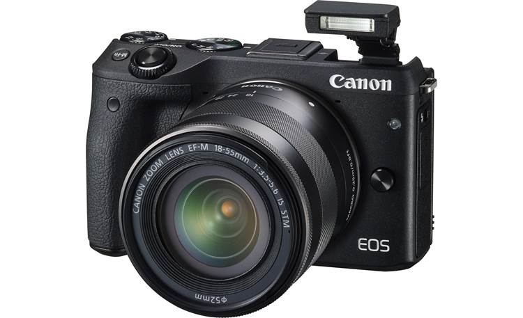 Canon EOS M3 Kit with Lens Mount Adapter for Standard Canon Lenses With flash popped up
