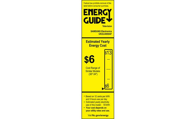 Samsung UN32J4000 EnergyGuide label