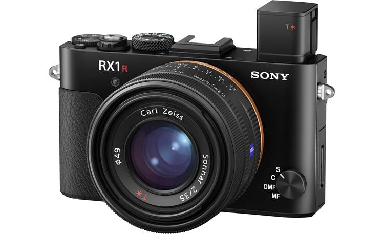 Sony Cyber-shot® DSC-RX1R II Shown with high-res OLED viewfinder extended