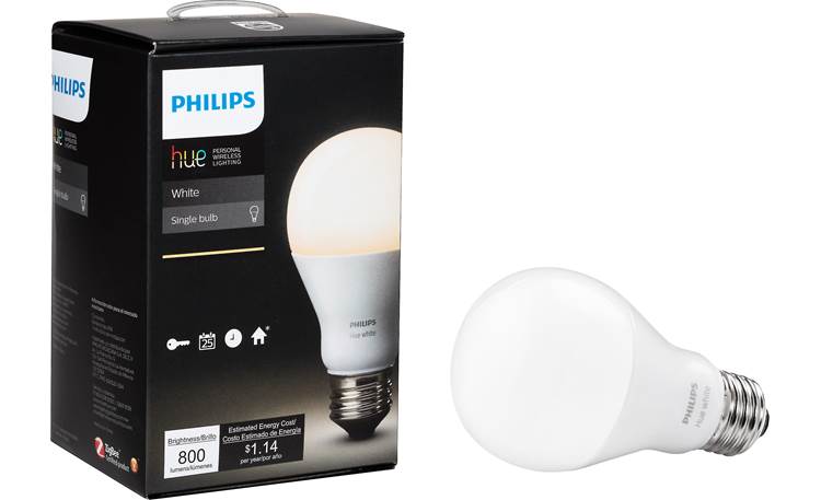 Philips Hue 2.0 A19 White Light Bulb Shown with packaging