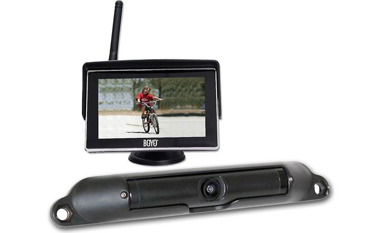 Boyo VTC424R The Boyo VTC424R rear-view camera wirelessly sends a video signal to the included monitor