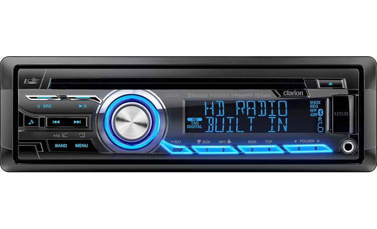 Clarion CZ505 A variable-color display shows off all HD Radio, Bluetooth, and SiriusXM info