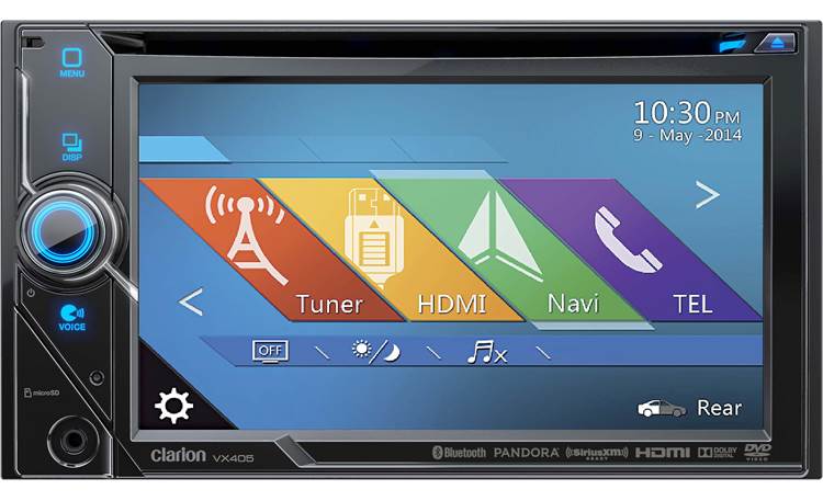 Clarion VX405 This Clarion's brilliant touchscreen provides control over your smartphone, SiriusXM satellite radio, and hi-res music
