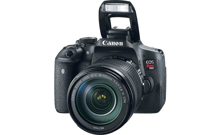 Canon EOS Rebel T6i Telephoto Kit Shown with built-in flash deployed