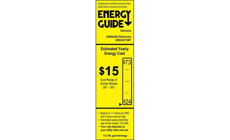 Samsung UN55JU7100 EnergyGuide label