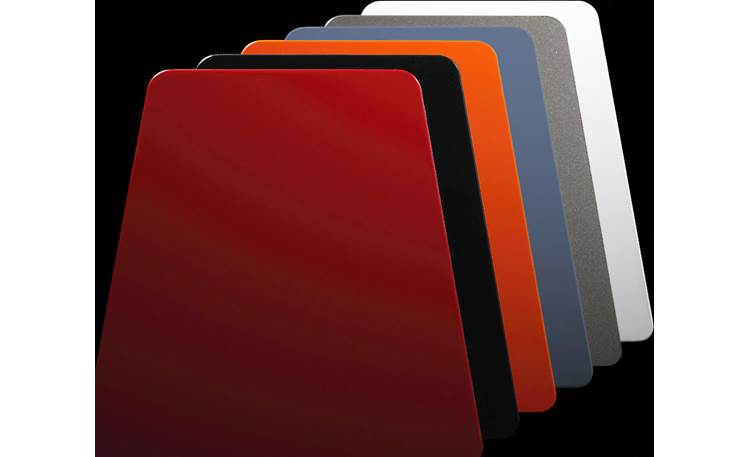 Sonus Faber Chameleon C Chameleon C side panels in Red, Black, Orange, Metallic Blue, Metallic Gray, and White