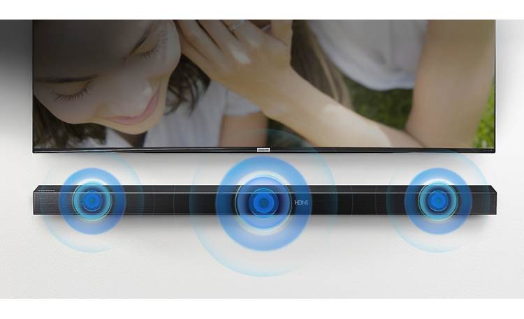 Samsung HW-K650 Three channels of sound, including a dedicated center channel for clear speech